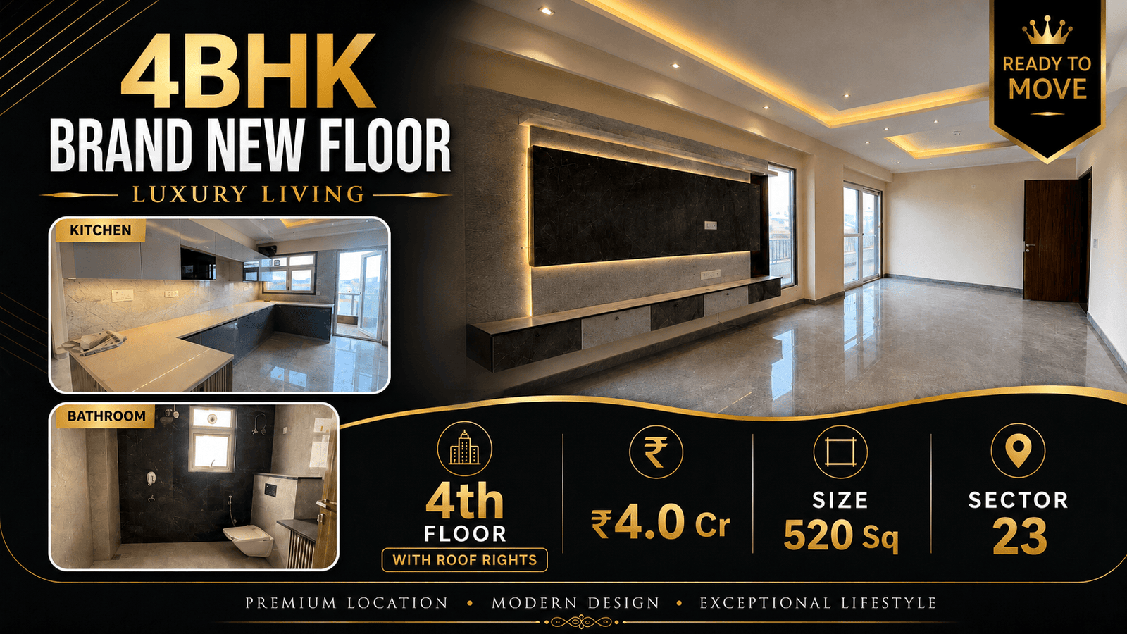 Brand New 4BHK 3rd Floor Builder Floor for Sale in Sector 23 Gurgaon